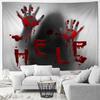 Red Rose Skull Tapestry Skull Blood Print Halloween Decorative Tapestry Home Living Room Room Decorative Wall Hanging