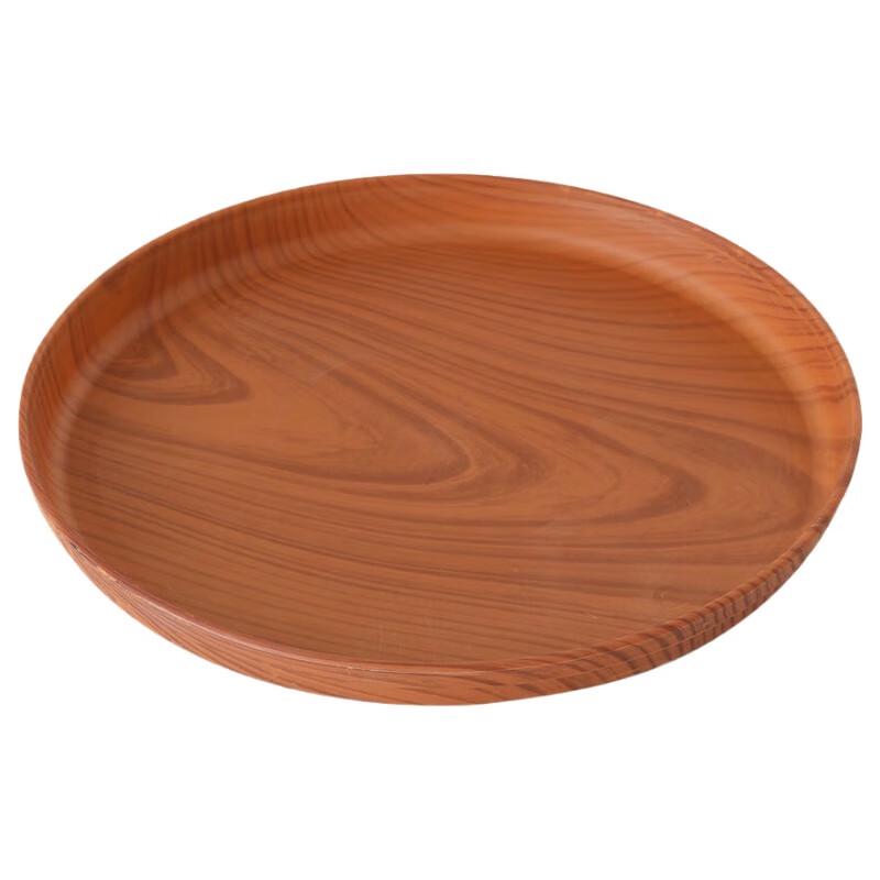 Круглый сервировочный поднос в японском стиле с имитацией текстуры дерева