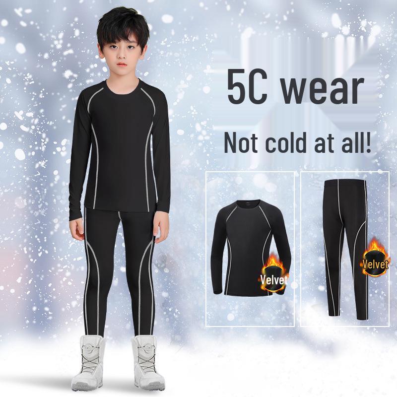Kids' Quick-Dry Plus Velvet Warm Base Layer Skiing and Winter Sports Set