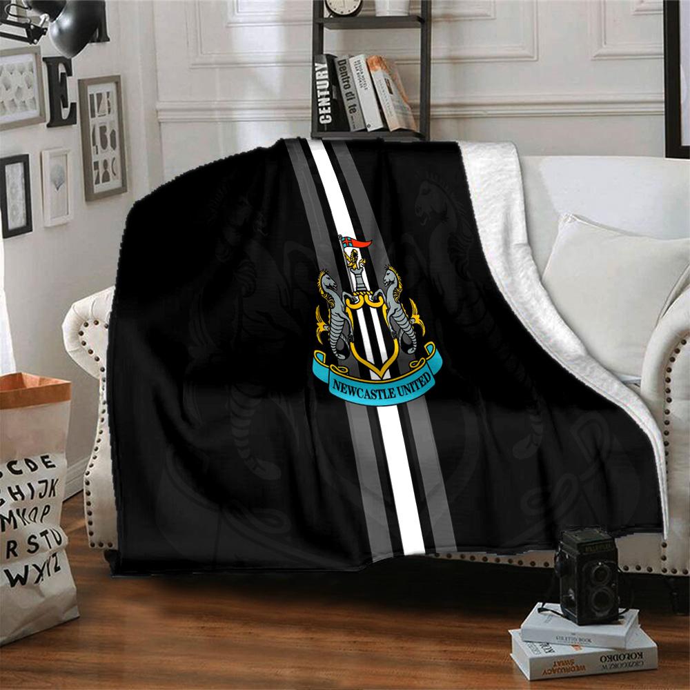 Dynamic Newcastle Football  Flannel Blanket, Soft Polyester, Modern Design, All-Season for Camping, Travel, Gifts for Holidays or Birthdays