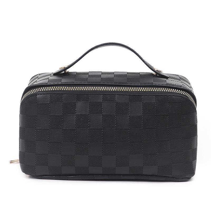 Stylish Large Capacity Grid Makeup Bag Portable Travel Waterproof Bag Storage