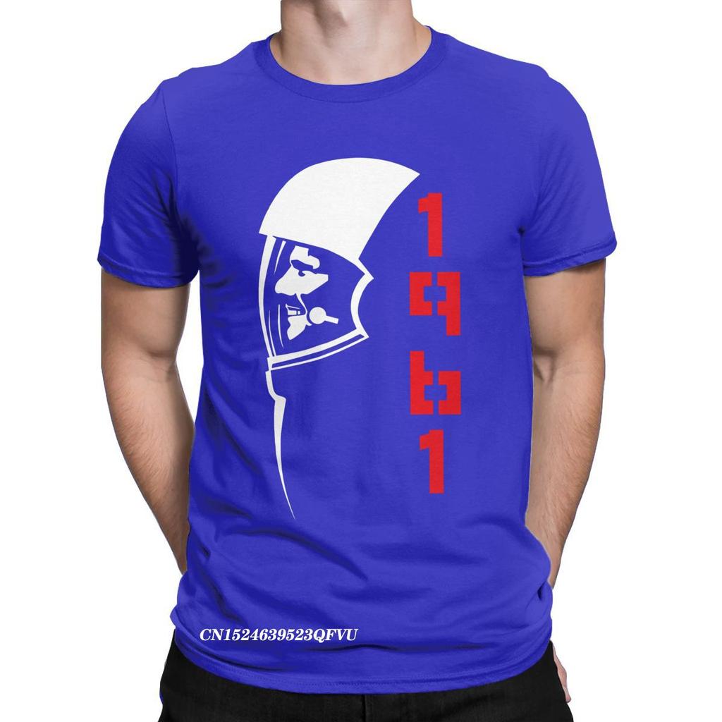 Men Yuri Gagarin USSR Cosmonaut Tops T Shirts Soviet Union Astronaut CCCP Cotton Tops Harajuku Tee Shirt Graphic Print T-Shirts