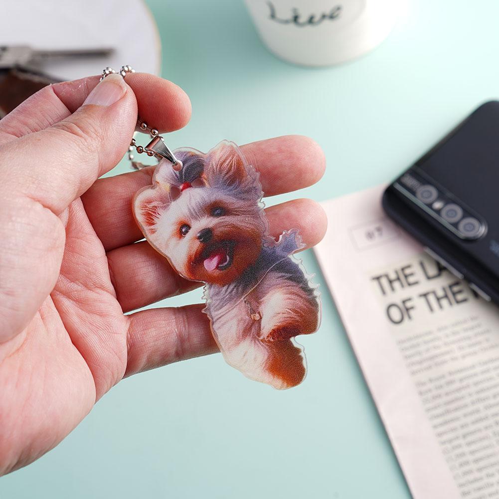 2D Acryl Glücklicher Laufender Hund Statue - Auto Rückspiegel und Dekoration, Spiegel Bunte Accessoires Schlüsselanhänger Lustige Tasche Auto Dekoration