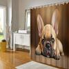 Realistic French Bulldog Shower Curtain - Detailed Texture & Lifelike Eyes, Light Tan & Warm Brown, Polyester, 12 Hooks