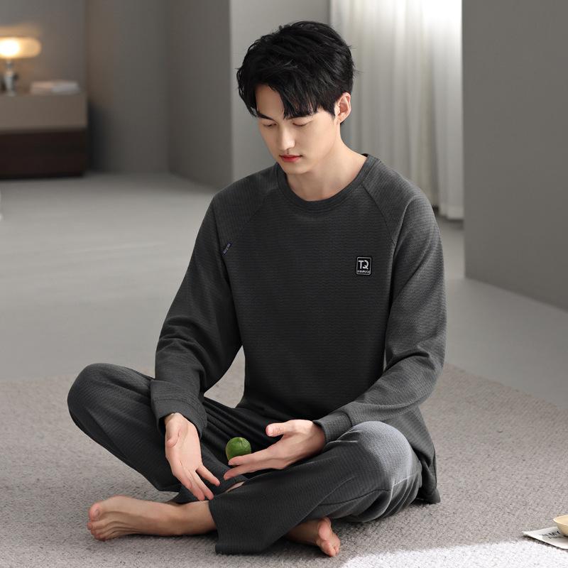 Pajamas Men'S Autumn And Winter Fleece Thickened Coral Fleece Thin Fleece Island Fleece Spring And Autumn Premium Loungewear Set