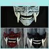 Devil Warrior Hannya Half Face Latex Mask Halloween Costume Prop Fear-inducing Cosplay Prop
