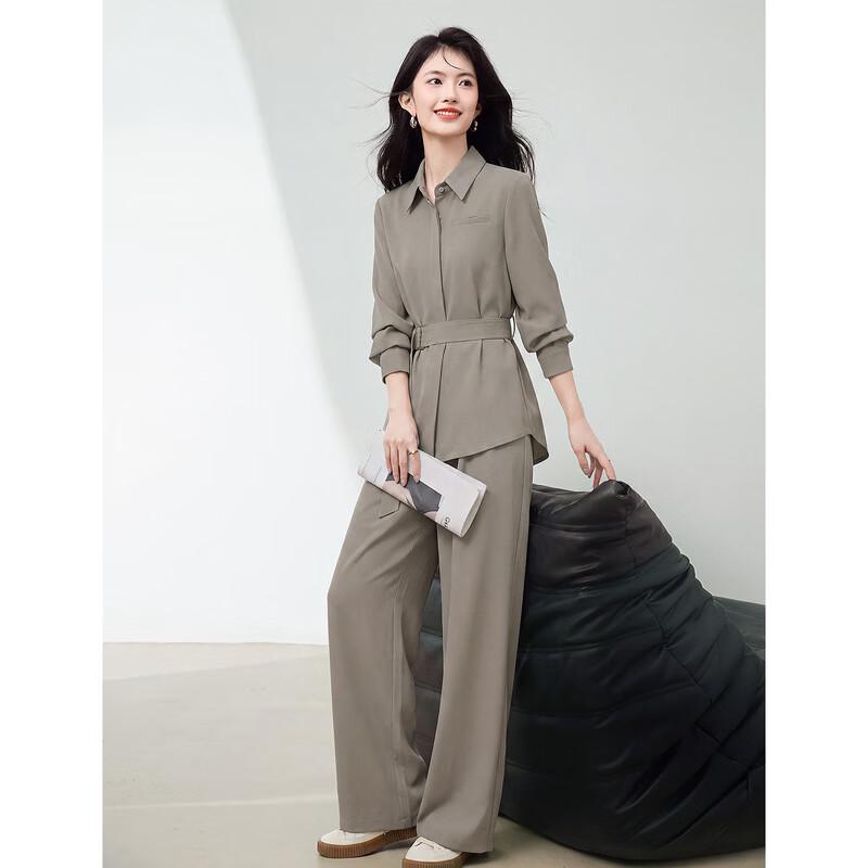 Women's Elegant Commuter Wide-Leg Pants Two-Piece Set