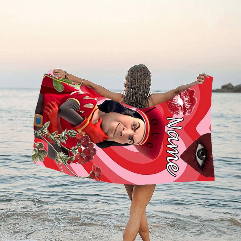 1pc Villain1 Beach Towel with Custom Name, Beach/Swimming/Bath/Picnic/Camping Towel, Suitable for Seaside Beaches