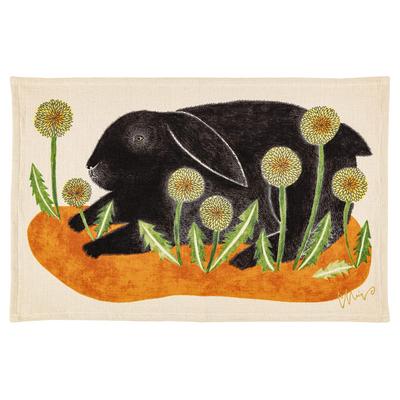 Kusunokibashi Monori Tea Towel Rabbit Black Orange Made In Japan [moritaMiW] "Happy Rabbit" [1-67966-21-OR]