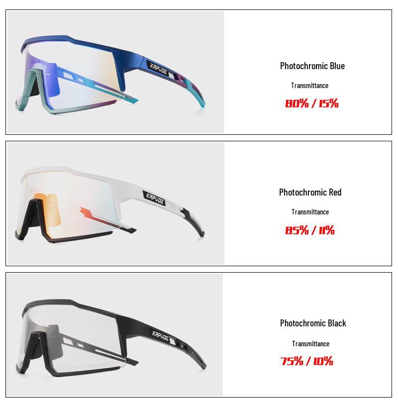 Kapvoe Unisex Color-Changing Cycling Sunglasses – Red-Blue Coated for Mountain & Road Biking