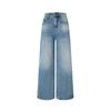 Women's High Waist Wide Leg Jeans Loose Fit Denim Pants Micro Stretch Resin Fixed Color Fresh Sweet Casual Long Trousers