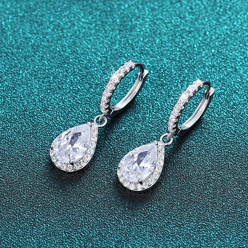 Pendientes Coreanos de Lujo Ligero con Circonita en Forma de Gota para Mujer - Moderno Diseño Geométrico, Joyería de Compromiso Más Vendida