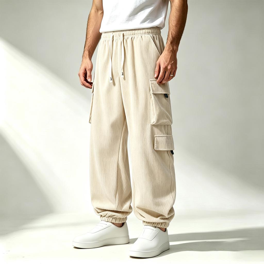 Men's Multi Pocket Cargo Jogger Pants for Spring Fall Outdoor Work Tapered