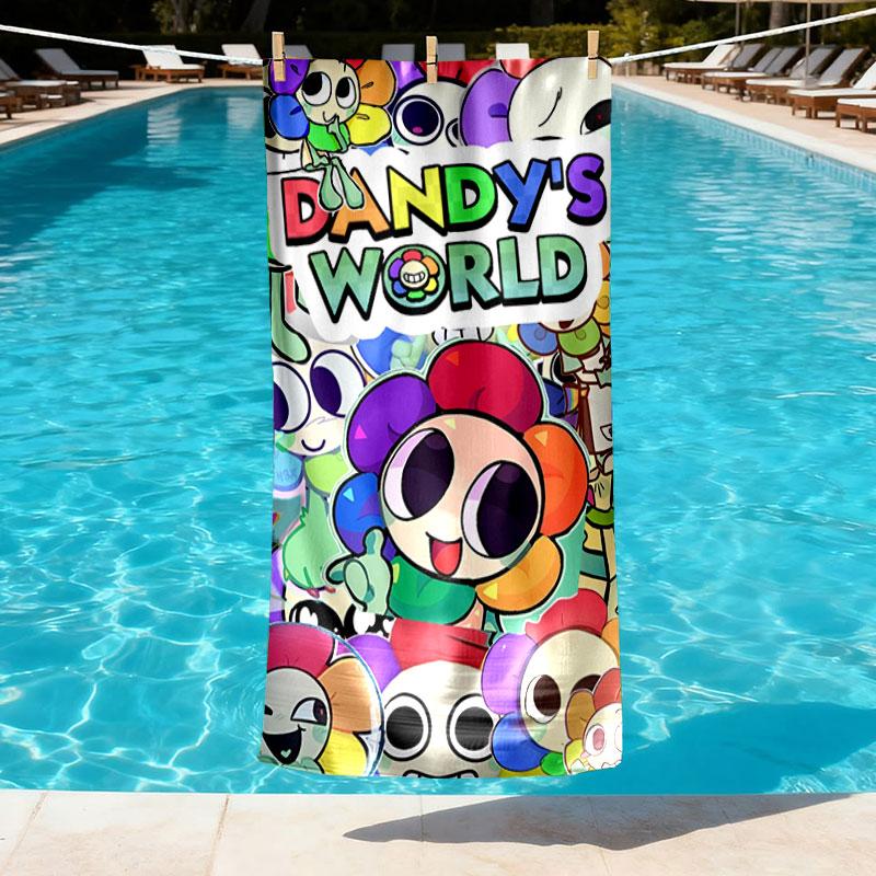 Dandy's World Print Beach Towel Design, Soft, Lightweight. for Home Bathroom, Spa, Pool, Yoga, Surfing, Camping, Gift for Family, Friend