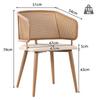 2 Dining Chairs with Rattan Backrest, Seat Cushion PU Leather, Breathable, Modern and Simple Style, Suitable for Restaurants, Living Rooms and Cafés