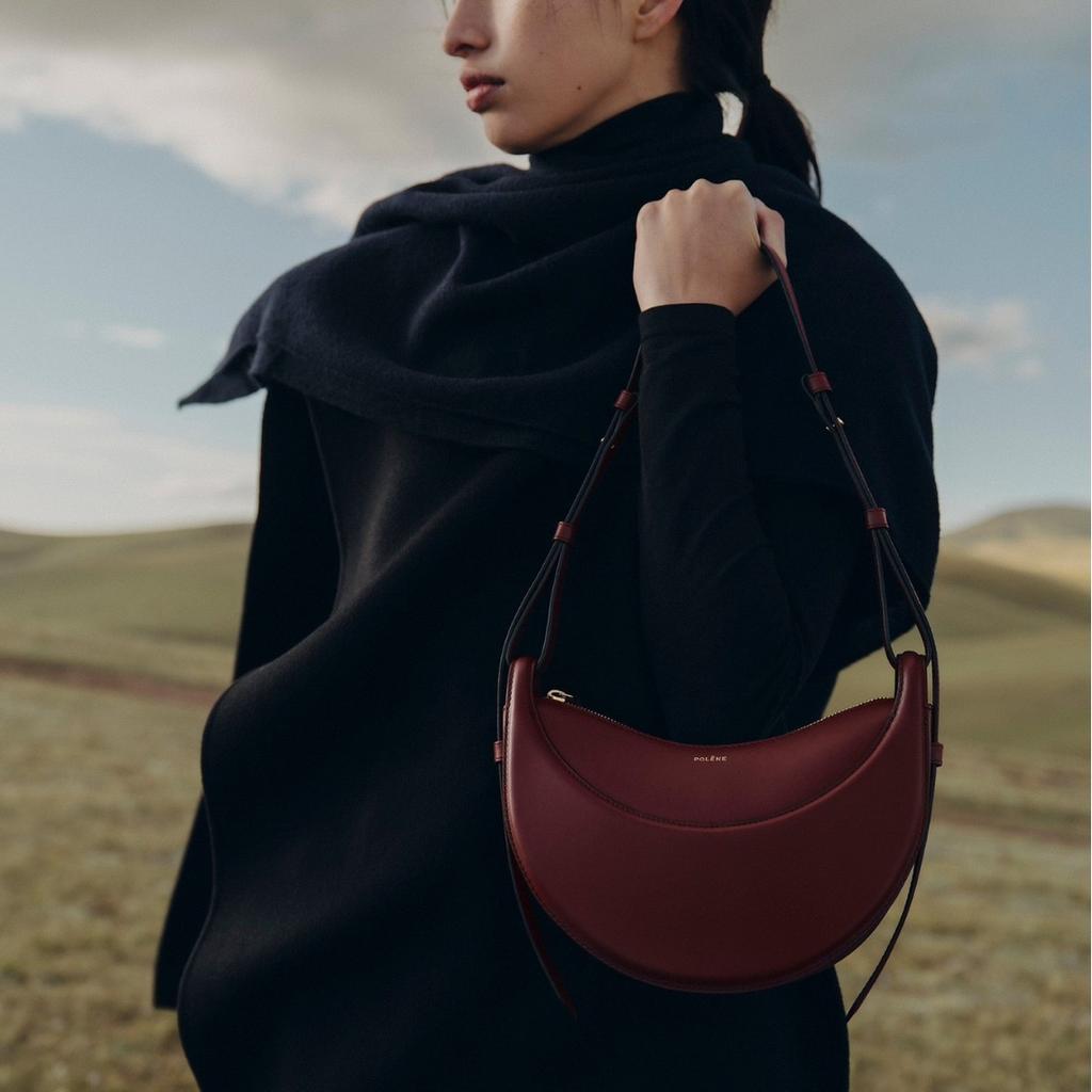 Design di nicchia Borsa a mezzaluna da sottoascellare Polene Borsa a sella Borsa a tracolla da pendolare parigina Versatile Borsa messenger Tendenza moda