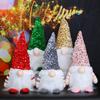 Light-Up Christmas Gnome Decoration Handmade Sequin Hat Faceless Dwarf Doll with Light Glowing Plush Elf Ornament Holiday Party Gift