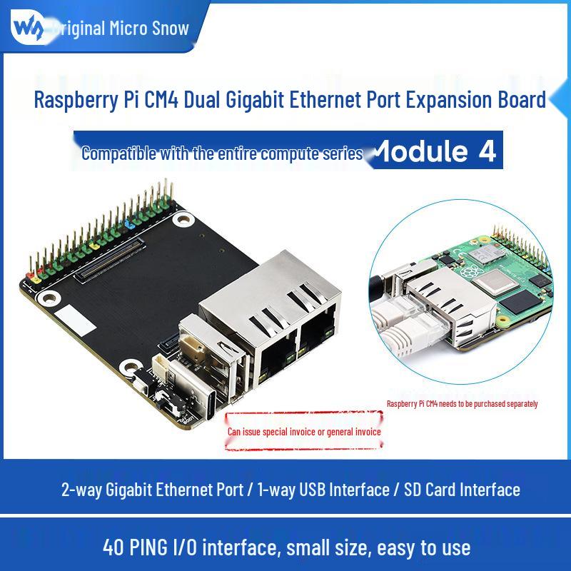 Weisnow CM4 Dual Gigabit Ethernet Mini Expansion Board for Raspberry Pi