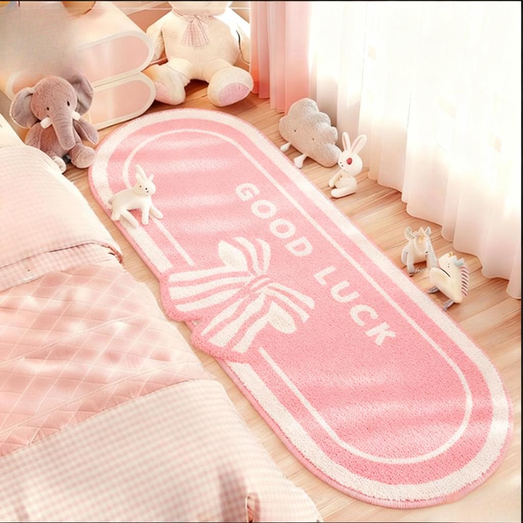 Modern Style Bedroom Decor Plush Carpet Cute Pink Carpets for Living Room Fluffy Soft Bedside Floor Mat Thick Bow Tie Lounge Rug