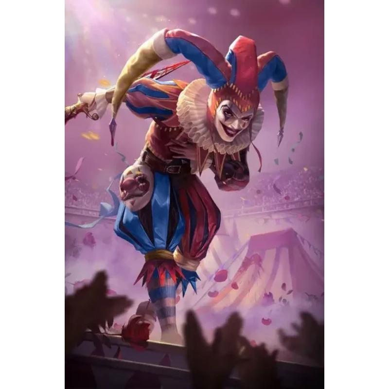 Živé plátno s cirkusovým klaunem Náladové plakáty s akrobatickým žonglérem pro obývací pokoj, dekorace hřiště