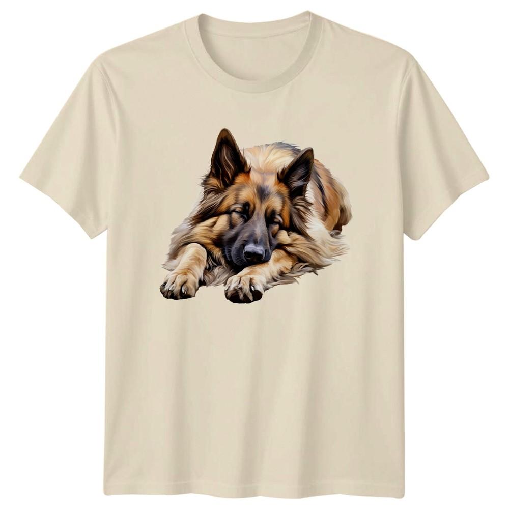 

German Shepherd Sleeping Dog Animals Mens TShirt Womens Tee Graphic Unisex Top Unisex T-Shirt S