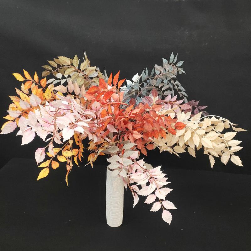 1Pc Simulation Autumn 5-pronged Banyan Tree Leaves, Suitable for Outdoor Courtyard Garden Home Dining Table Living Room Decoration