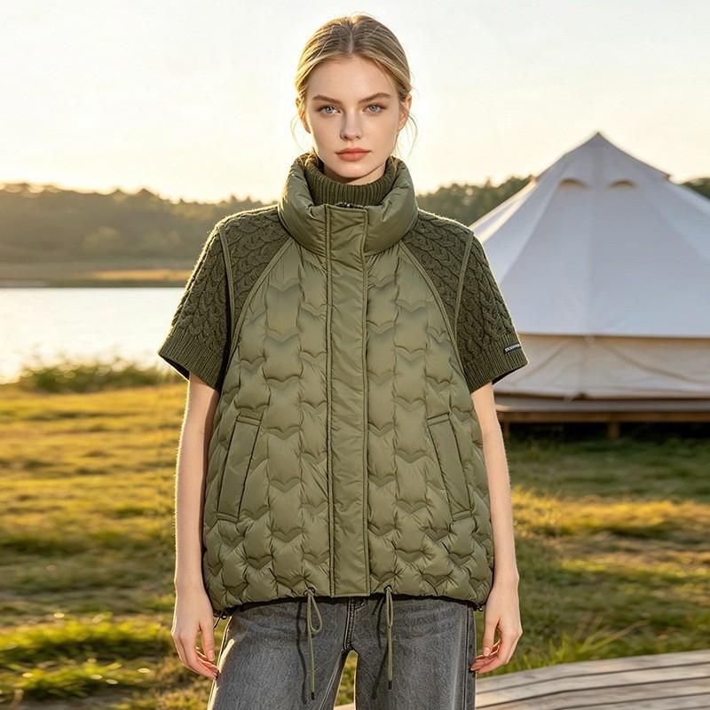 Womens Oversized Quilted Vest With Knit