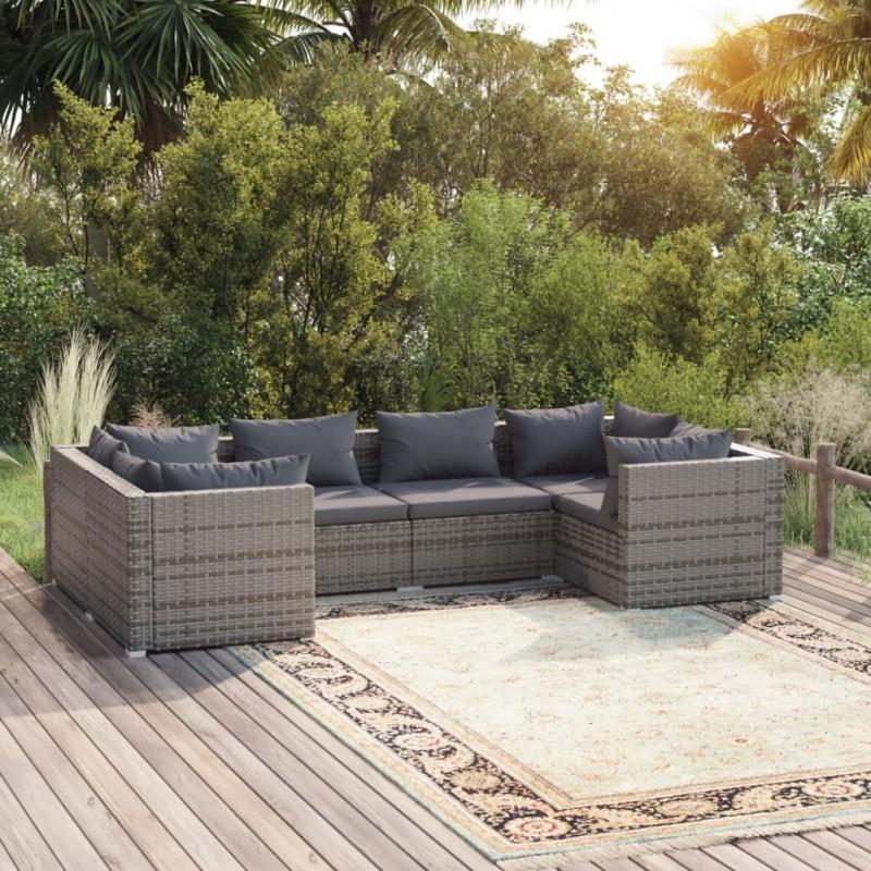 Day and Night - Day and Night 6-piece Garden Sofa Set and Gray Synthetic Rattan Cushions