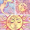 VIKAMA Pink Purple Sun Moon Star Tapestry Bohemian Style Cosmic Nebula Dreamy Girl Style Living Room Decoration