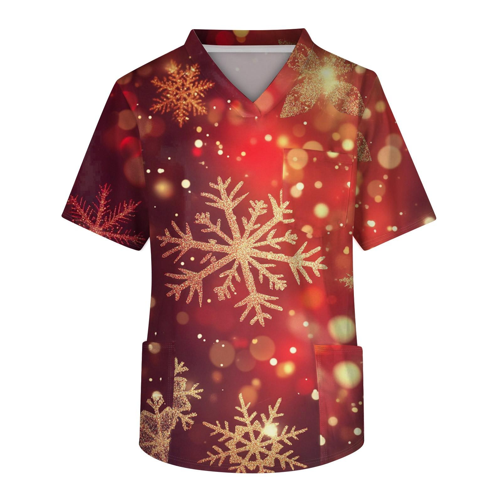 

Мужской топ с коротким рукавом, V-образным вырезом, рождественским принтом и нагрудным карманом S красный