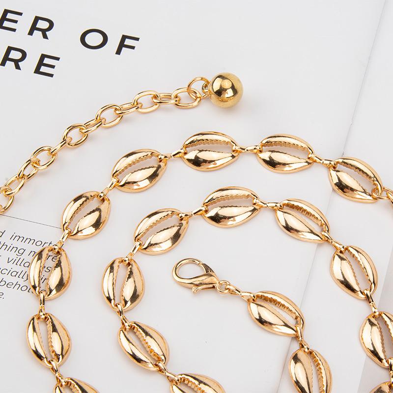European and American Fashion Hot Girls Decorative Metal Waist Chain Women Beach Shell Chain Bohemian Dress Accessories Belt