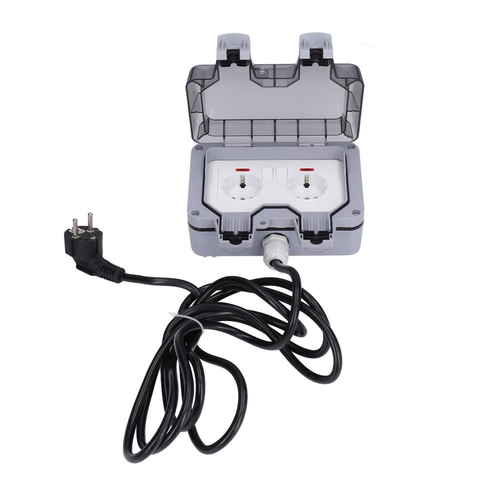 Outdoor Socket Dual European Power Outlet IP66 Waterproof Wall Receptacle  16A