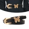 Lovely Butterfly Adorned PU Waist Belt Vibrant Color Waist Cinching Band Waist Girdle for Daily or Special Occasion