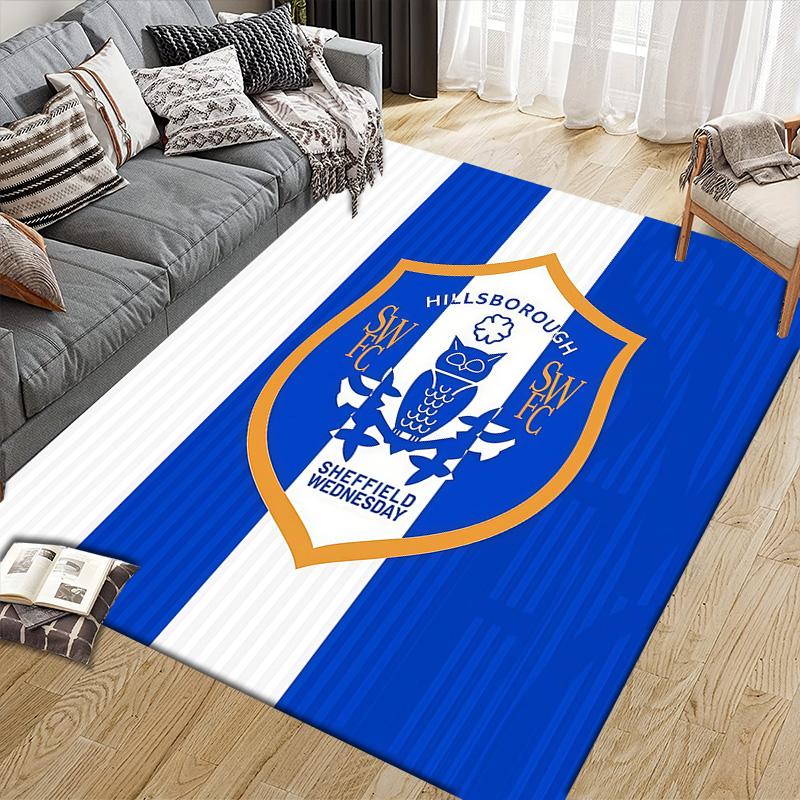 Sheffield Wednesday Flannel Pattern Square Carpet,Area Rug,Carpet Rug for Living Room Bedroom Sofa Playroom Decor,Non-slip Floor Mat