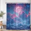 Celestial Moon Shower Curtain Starry Night Cloud Sea Ocean Sailboat Space Bathroom Decor Cresent Full Moon Bath Cutain With Hook
