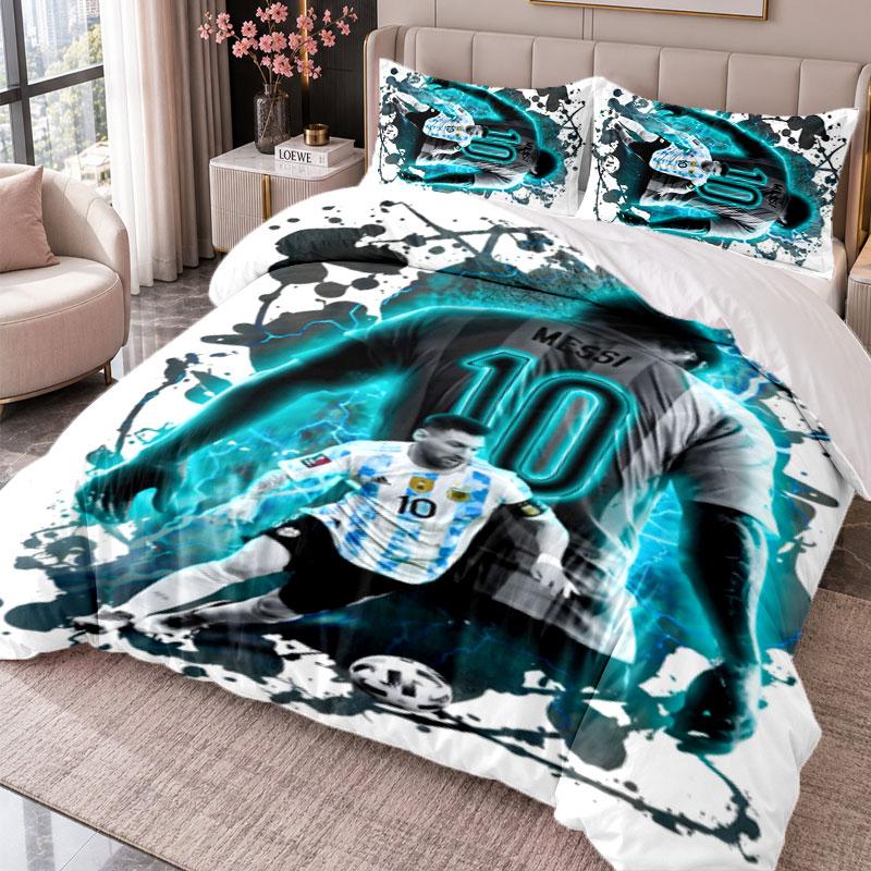 Messi 3Pcs Bedding Set Duvet Cover With Two Pillowcases For Bedroom Home Decoration