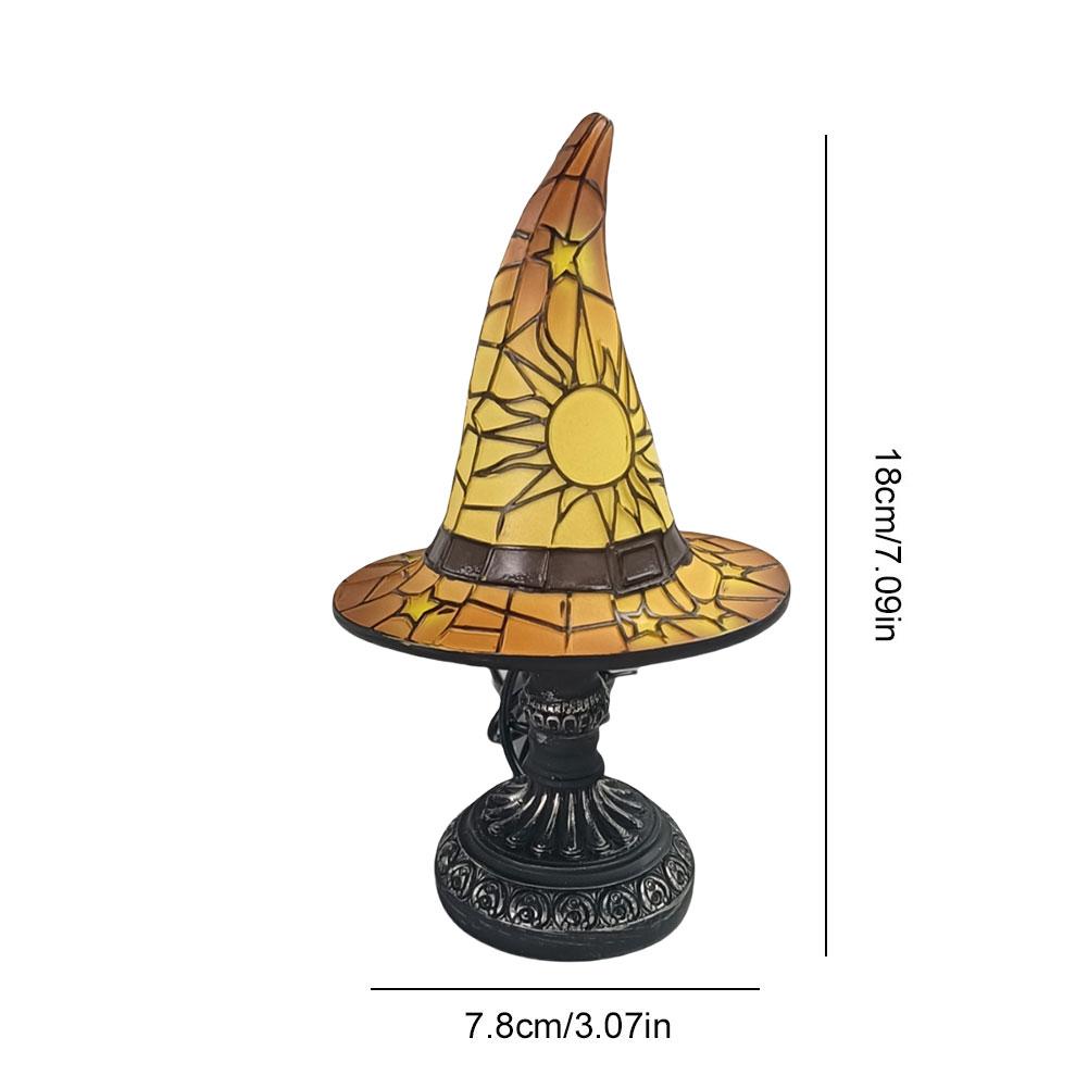 Creative LED Witch Hat Lamp Table Lamp USB Powered Night Light Resin Witch Hat Light Ornament Halloween Party Home Decor
