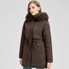 Fashion Winter Coat Female Long Parkas Hooded Faux Fur Collar Detachable Sleeves Loose Thick Warm Women's Jackets