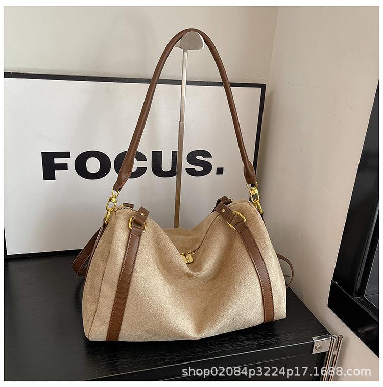 2025 new niche suede temperament tote bag large capacity versatile commuter shoulder bag crossbody