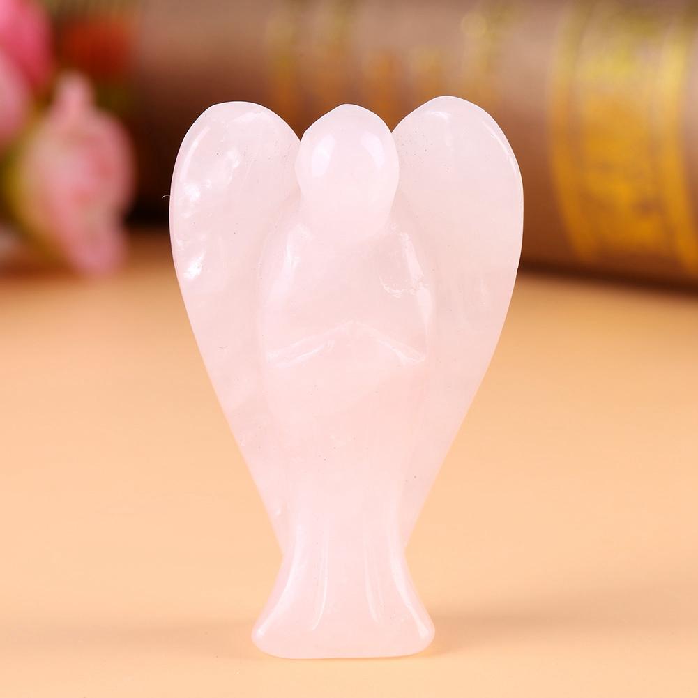Pink   Quartz Carved Angel Decoration Healing Stone Gemstone Decor, Perfect Gift for Family Friends
