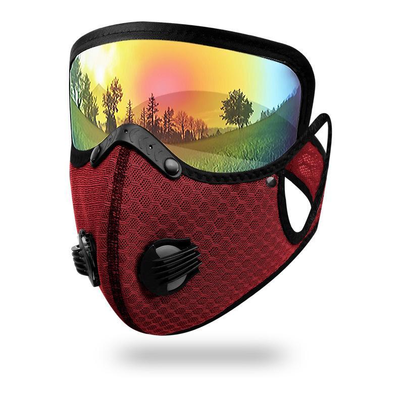 Comfortable Cycling Face Mask with Goggles Dust Proof Washable Reusable Windproof Mask for Outdoor Sports Riding Commute
