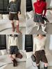 Sinan Retro British Plaid High-Waisted Wide-Leg Wool Shorts SN8521