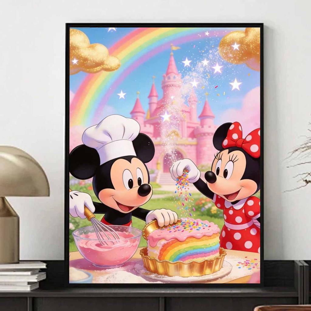 Disney Diamond Paint Mosaic Art Painting Kit Mickey Mouse Baking Cake Rainbow Castle Handmade DIY Home Decor