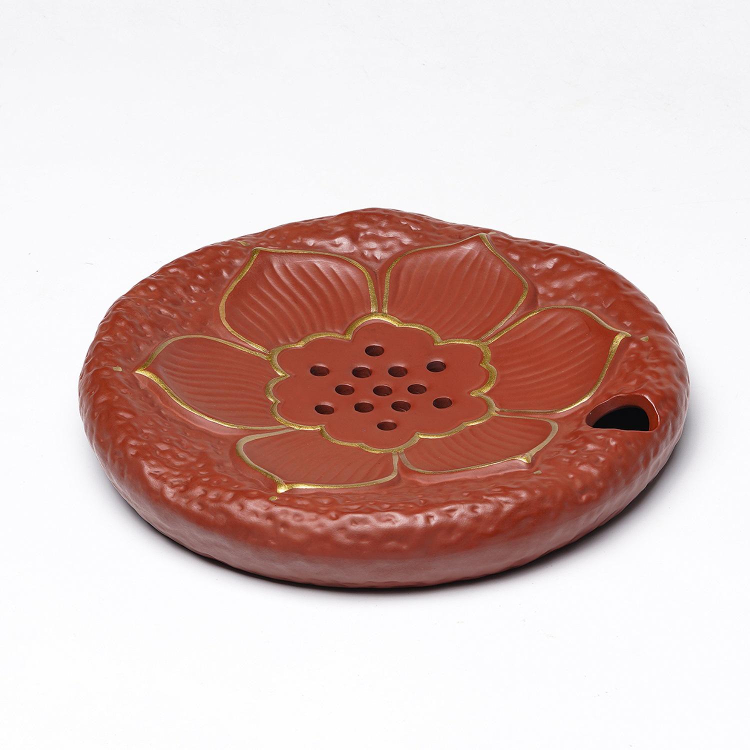Yixing Zisha Lotus-Patterned Pot Stand for Tea Brewing and Water Storage - Handmade Original Ore Tea Ceremony Accessory
