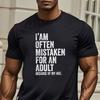 Mens Funny Im Often Mistaken For An Adult Due To My Age TShirt Casual Short Sleeve Oneck Top Tee