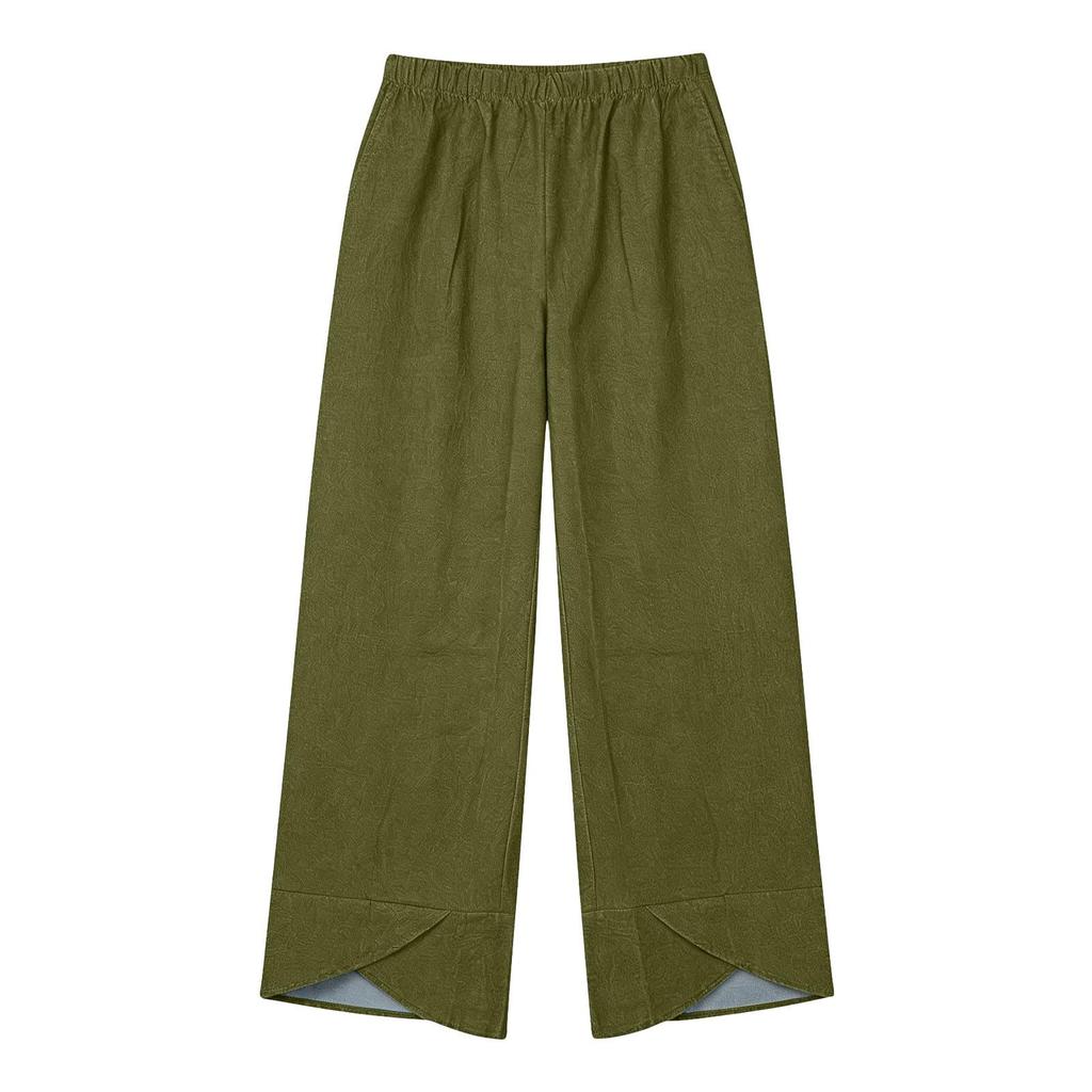 Women's Fashion Color Denim-Patterned Petal- Pocket Casual Pants
