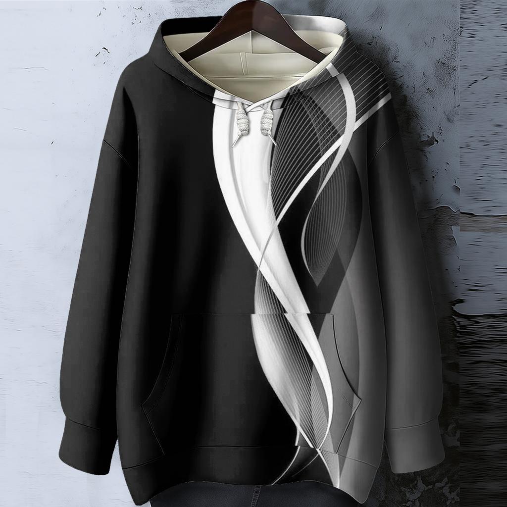 Women's Floral Print Loose Casual Long Sleeved Hooded Sweatshirt