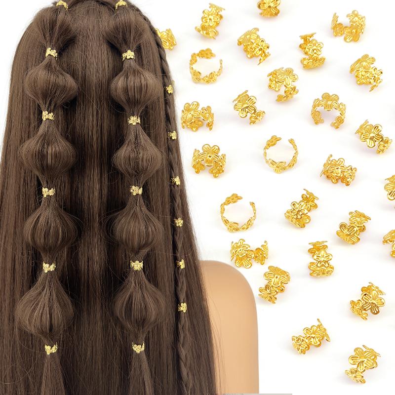 40 Stück Weinblattförmige Legierung Haar Zopf Ring Vintage Haarspange für Dreadlock Frauen Mädchen Sommer Haarschmuck Loc Haar Schmuck