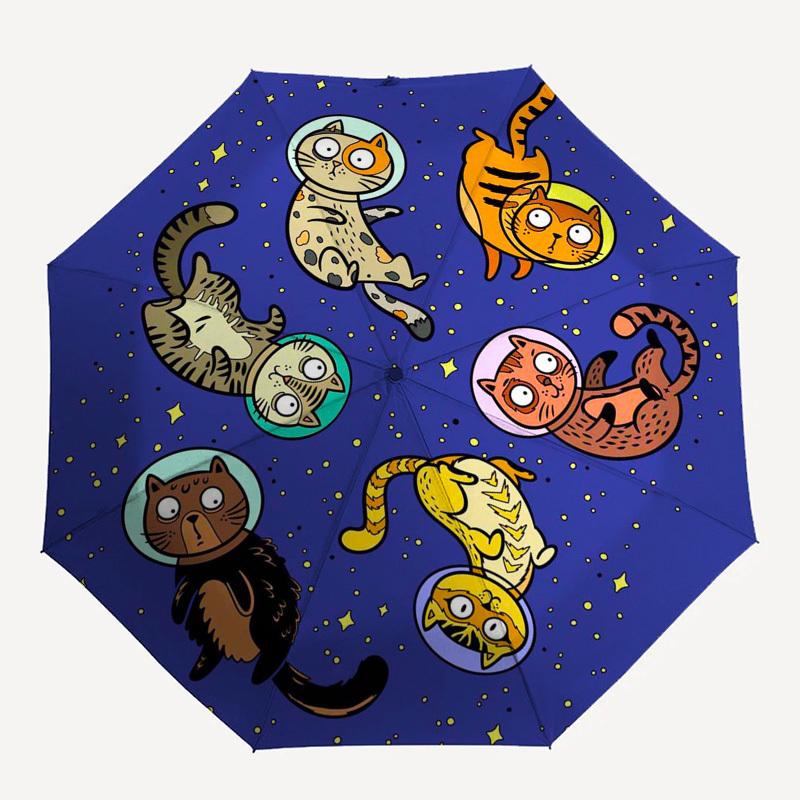 1pc Space Cats Adventure Umbrella with Plastic Handle,Suitable for All Seasons Home Travel Outdoor Umbrellaptys31062