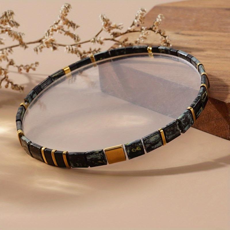 Women's Fashion Beaded Bracelet, Boho Style Handmade Elastic Cord Bracelet, Suitable for Men  Women Daily Wear